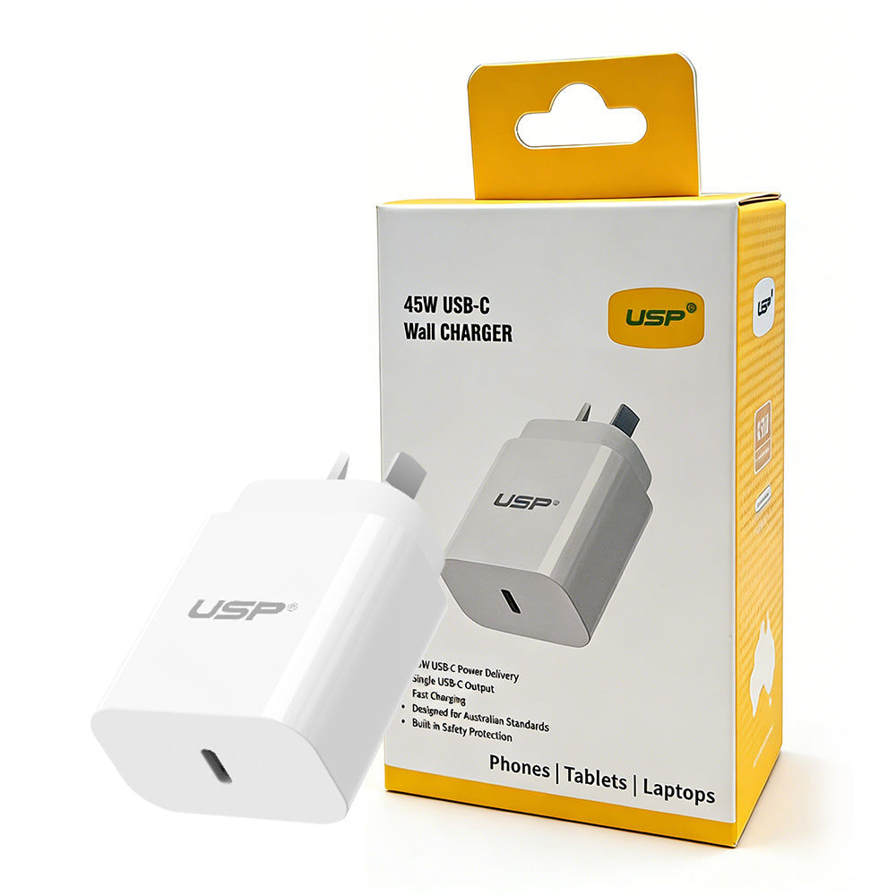 45W GaN Power Adaptor single USB-C PD-White