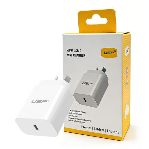 45W GaN Power Adaptor single USB-C PD-White