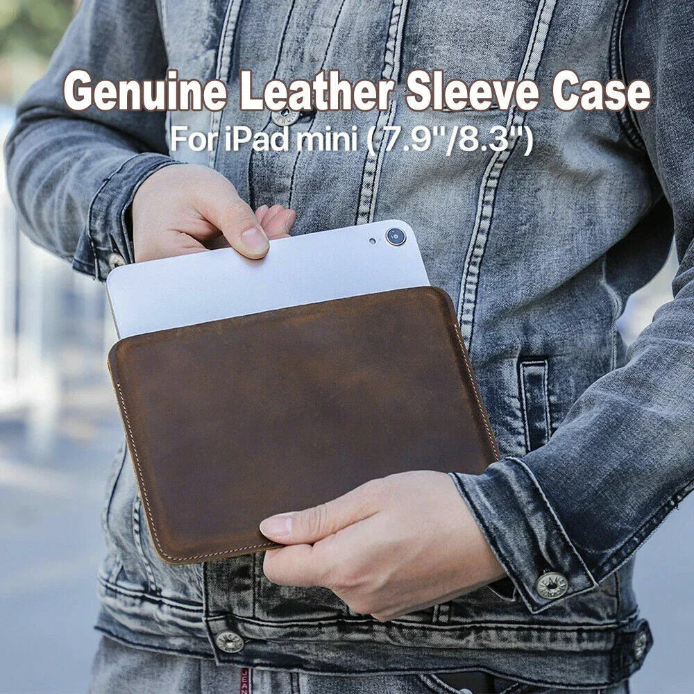 Genuine Leather iPad Sleeve for iPad Mini (7.9") (5th/4th/3rd/2nd/1sth Gen) / iPad Mini (8.3") (6th Gen) Case