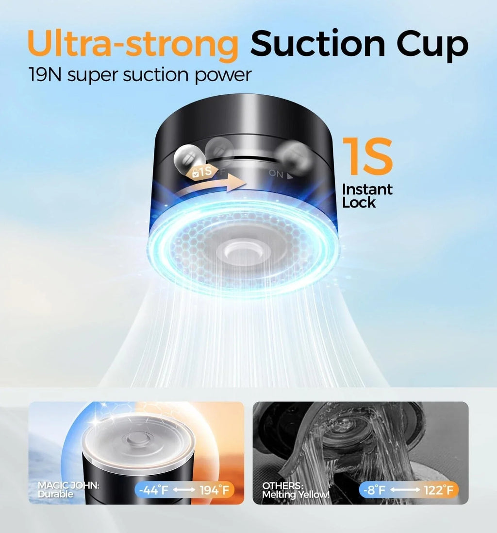 Magnetic Suction Cup Car Phone Mount- 360° Rotatable Adjustable , Grey