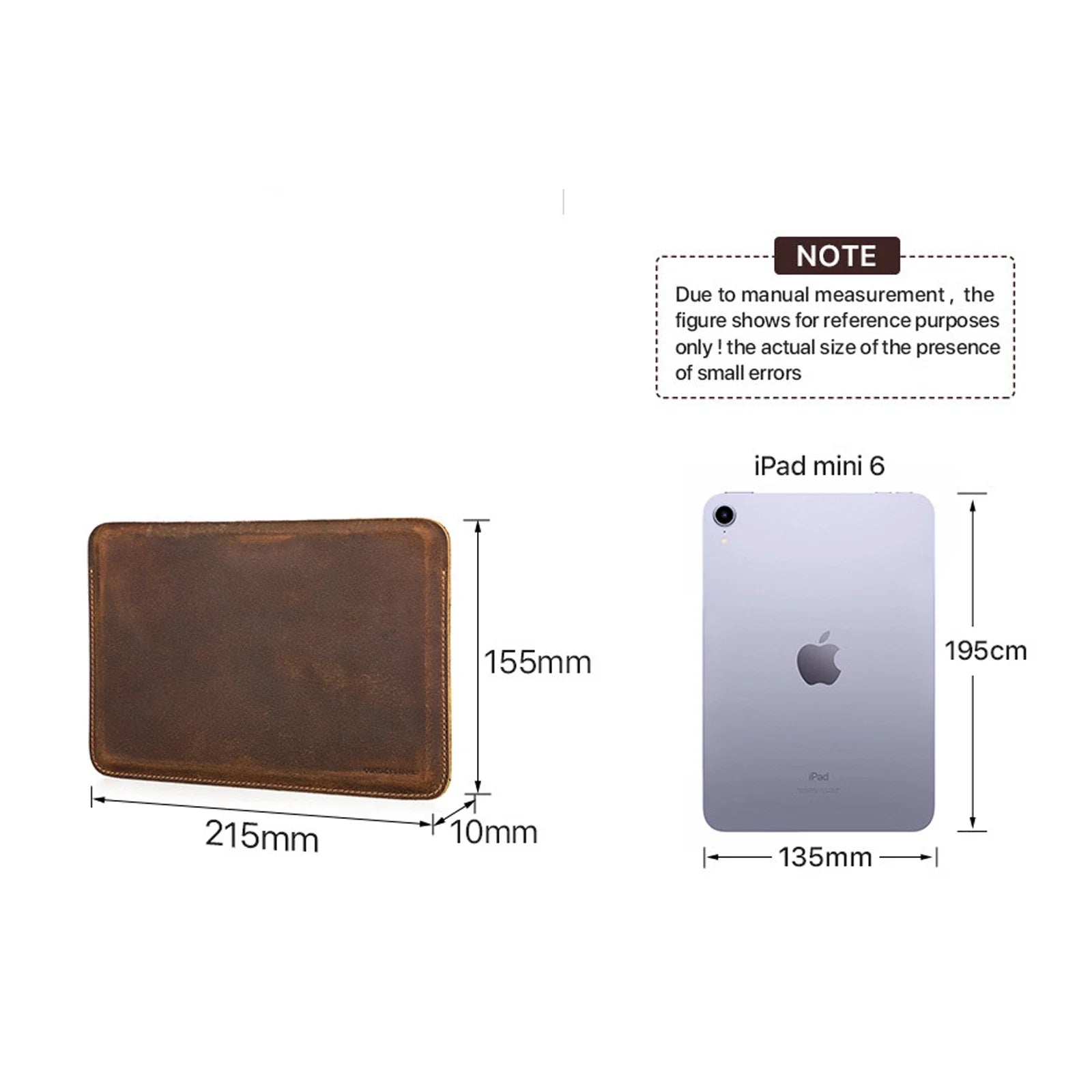 Genuine Leather iPad Sleeve for iPad Mini (7.9") (5th/4th/3rd/2nd/1sth Gen) / iPad Mini (8.3") (6th Gen) Case
