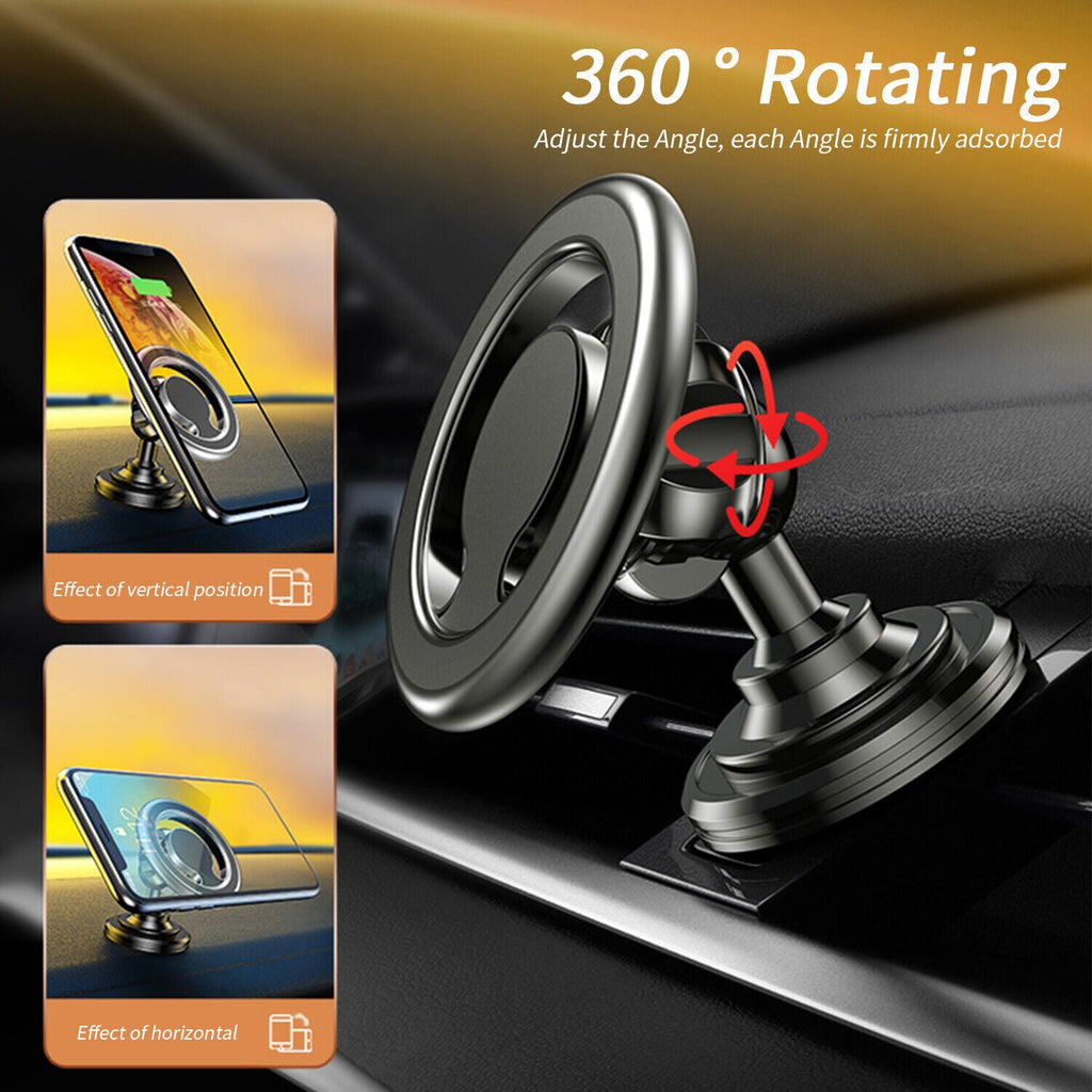 2 in 1 Car Air vent & Dashboard Mount Phone Holder Magnetic Hook Design Compatible with MagsafeBlack