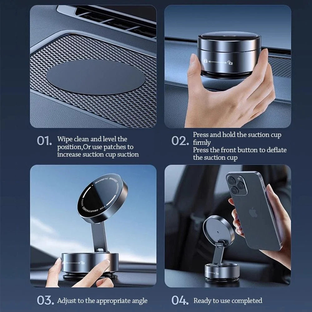 Magnetic Suction Cup Car Phone Mount- 360° Rotatable Adjustable , Grey