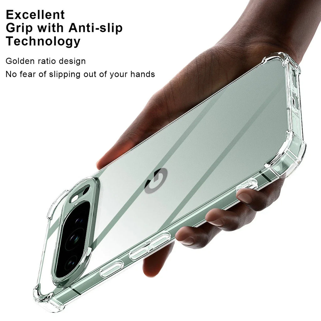 Google Pixel 9A Clear Acrylic+ TPU hard Case  (With Soft Round Airbags)