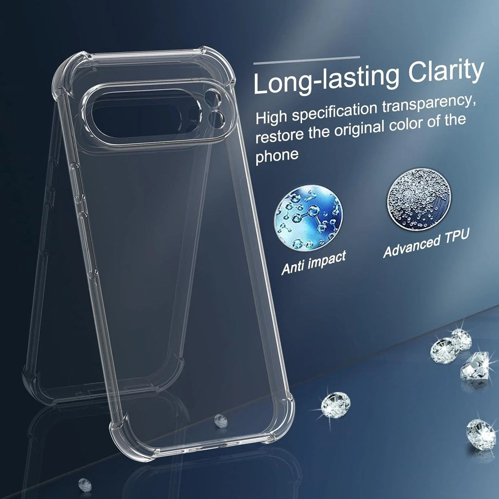 Google Pixel 9 Pro / 10 Pro Clear Acrylic+ TPU hard Case  (With Soft Round Airbags)