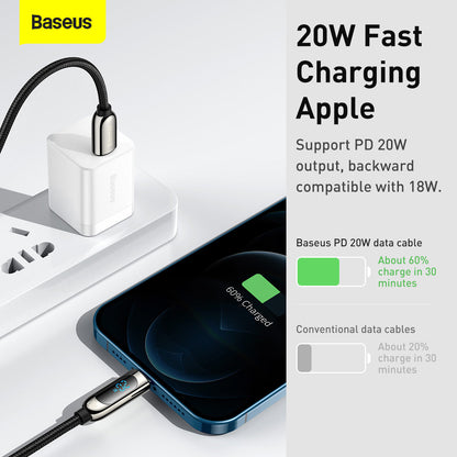 Baseus Display Fast Charging Data Cable Type-C to IP 20W 2m Black