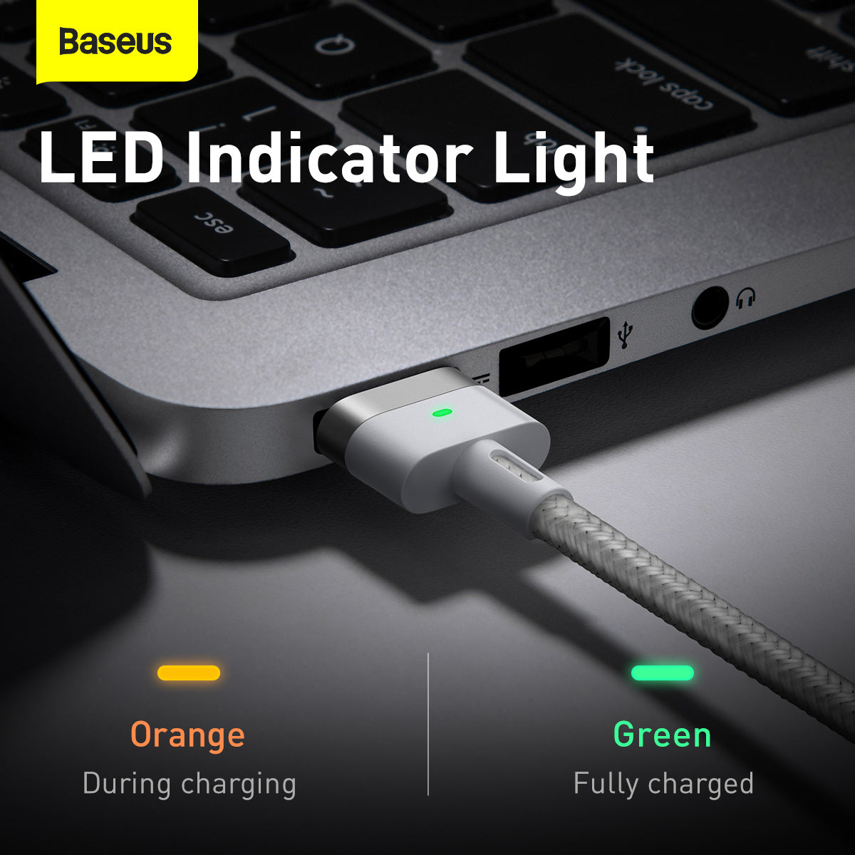 Baseus Zinc Magnetic Series iP Laptop Charging Cable Type-C to T-shaped Port 60W 2m White