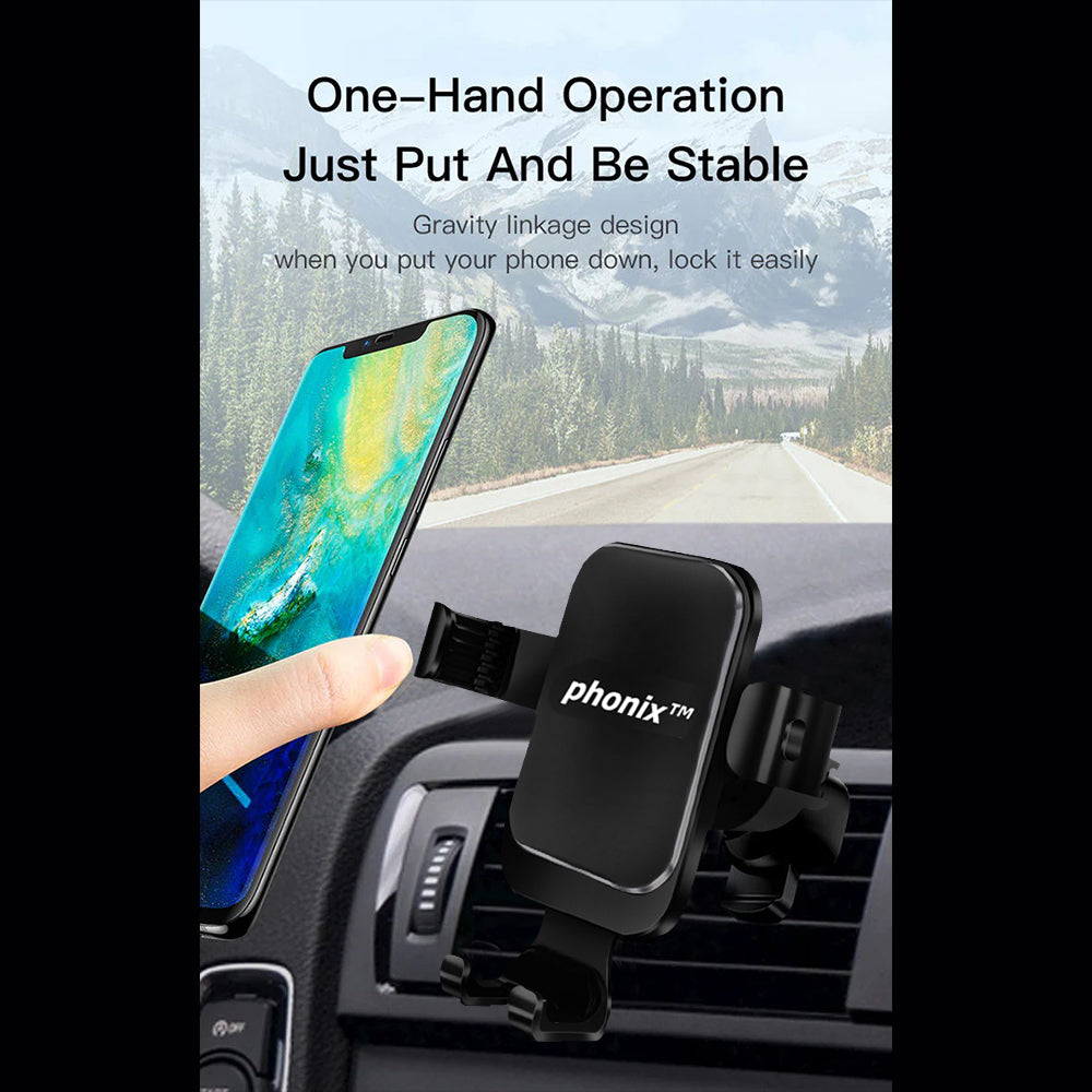 Phonix Gravity Car Mount Holder(Hook Up Air Outlet Version) Black