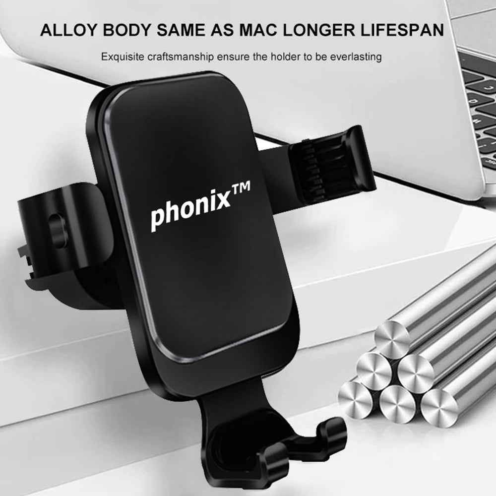 Phonix Gravity Car Mount Holder(Hook Up Air Outlet Version) Black