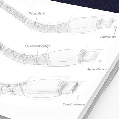 1M 3 in 1  USB A With light Durable cable 2.4A USP