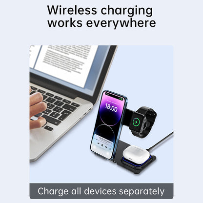 3 in 1 Wireless Charging Station (Black) 15W Aluminum Alloy