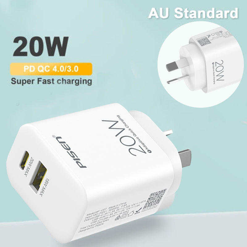 20W USB A + TYPE C Fast Wall Charger PISEN