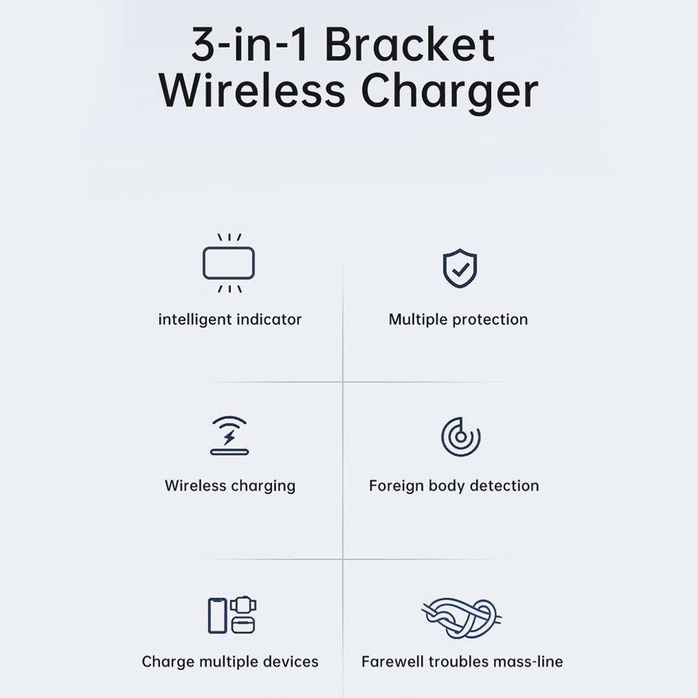 3 in 1 Wireless Charging Station (Black) 15W Aluminum Alloy