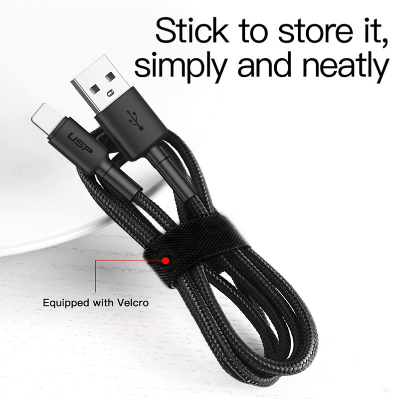 1M BoostUp Cafule Lightning to USB-A Cable Charge & Connect Black USP