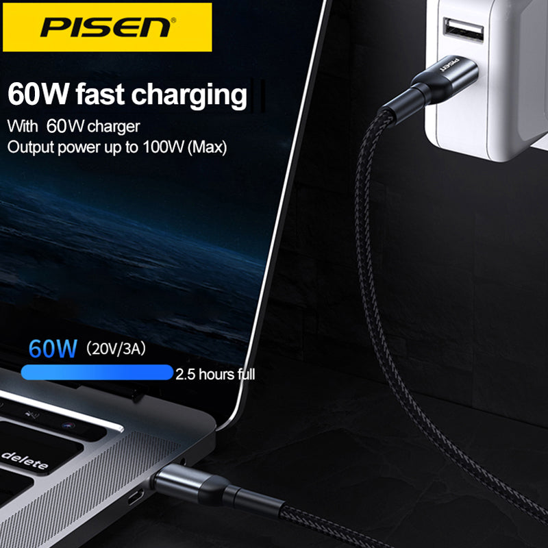 1M USB-C to USB-C 60W Charging cable Black LS-TC37 PISEN