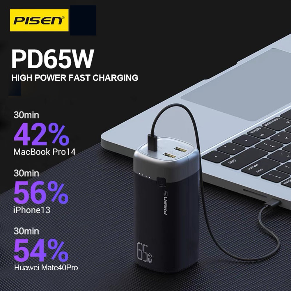 Pisen-PRO Laptop Power Bank  (65W,20kmAh) (LS-DY118/Black) PD65-2 20000mAh