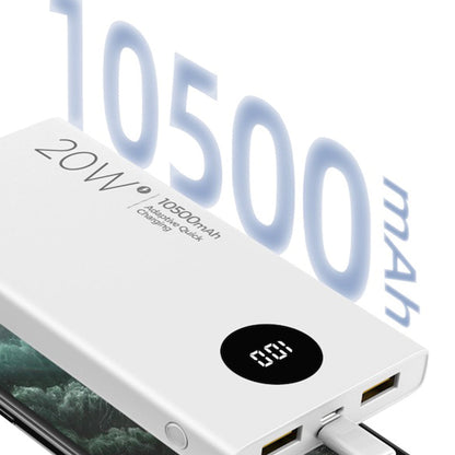 Fast Charge Dual USB Output Power bank 20W 10k (10500)mah LED Display White PISEN