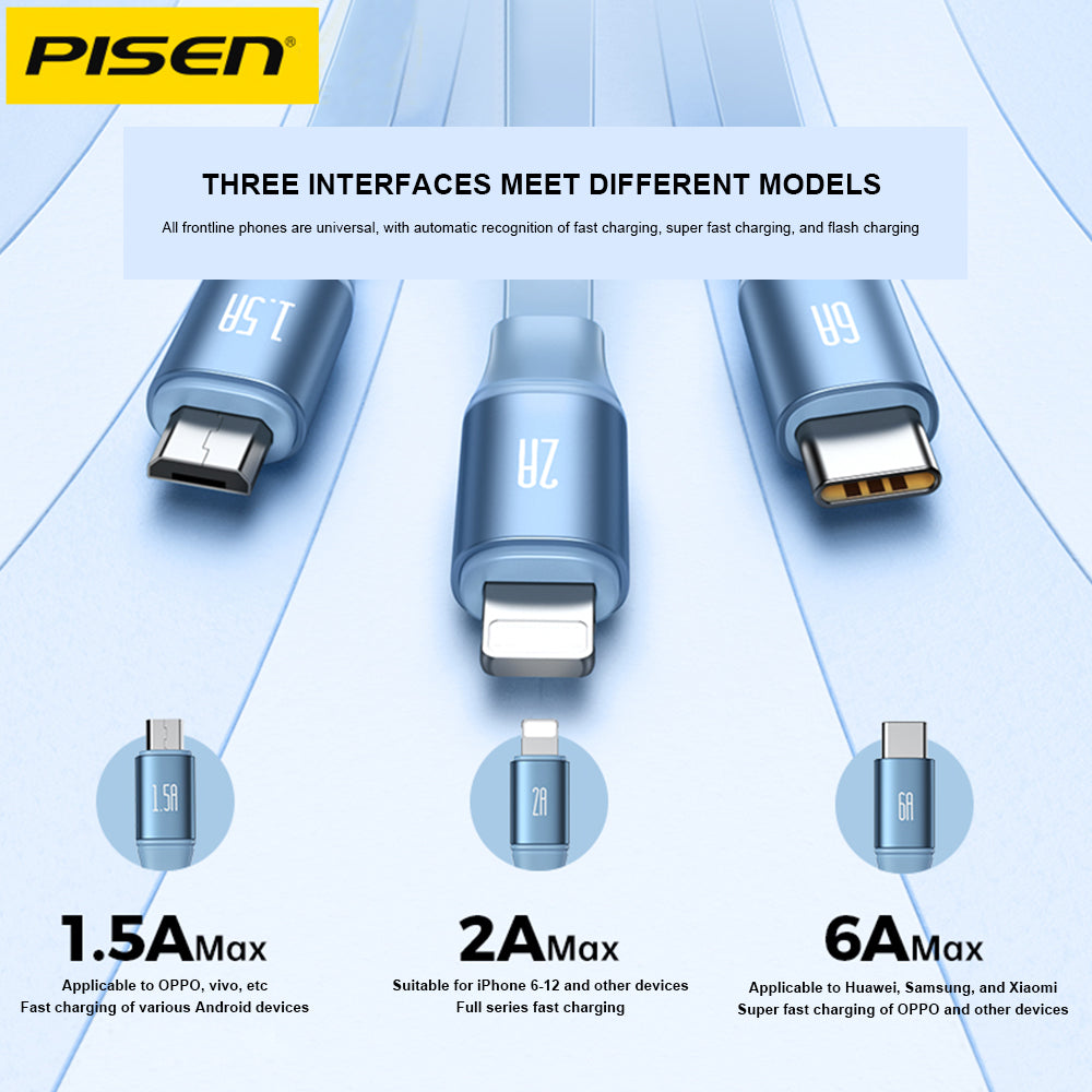 Pisen Quick series 3 in 1  data cable 1.2m (Green)