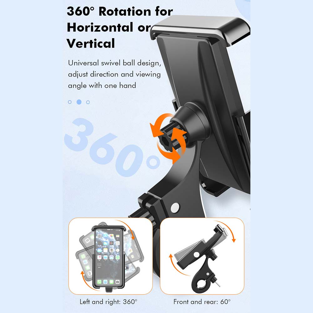 Bike Motorcycle Phone Mount Universal Cell Phone Holder Smartphone Clamp 360° Rotatable