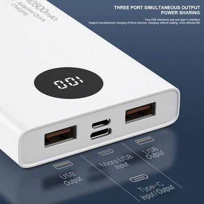 Fast Charge Dual USB Output Power bank 20W 10k (10500)mah LED Display White PISEN