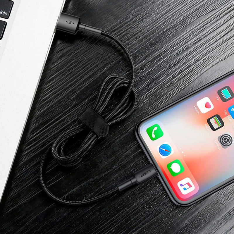 1M BoostUp Cafule Lightning to USB-A Cable Charge & Connect Black USP