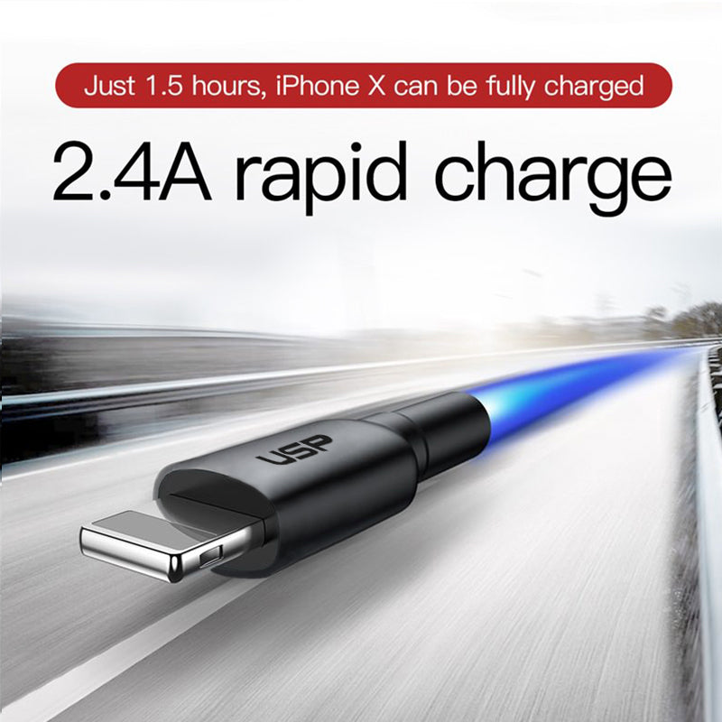 2M BoostUp Cafule Lightning to USB-A Cable Charge & Connect Black USP