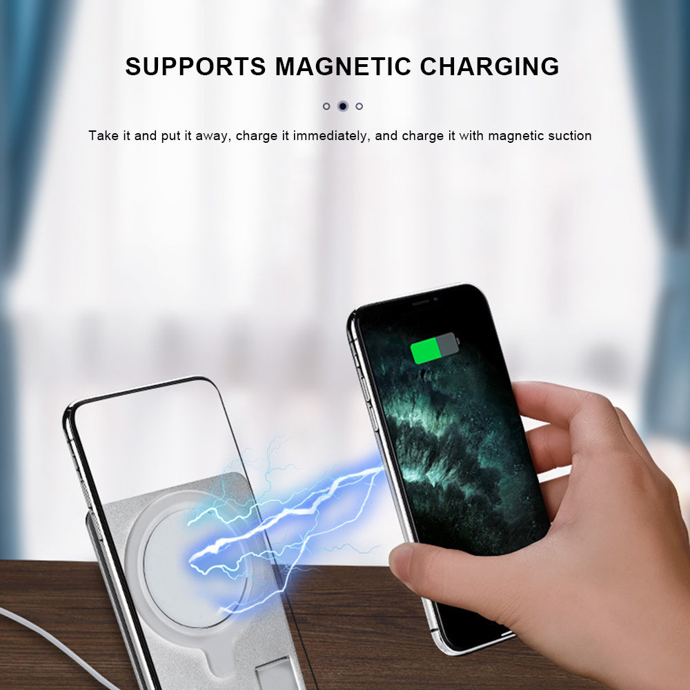 Aluminium Alloy Foldable Magnetic Wireless Charger Desktop Stand For iPhone