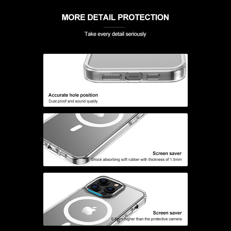 Phonix Case For iPhone 13 Clear Rock Shockproof Case Compatible with MagSafe