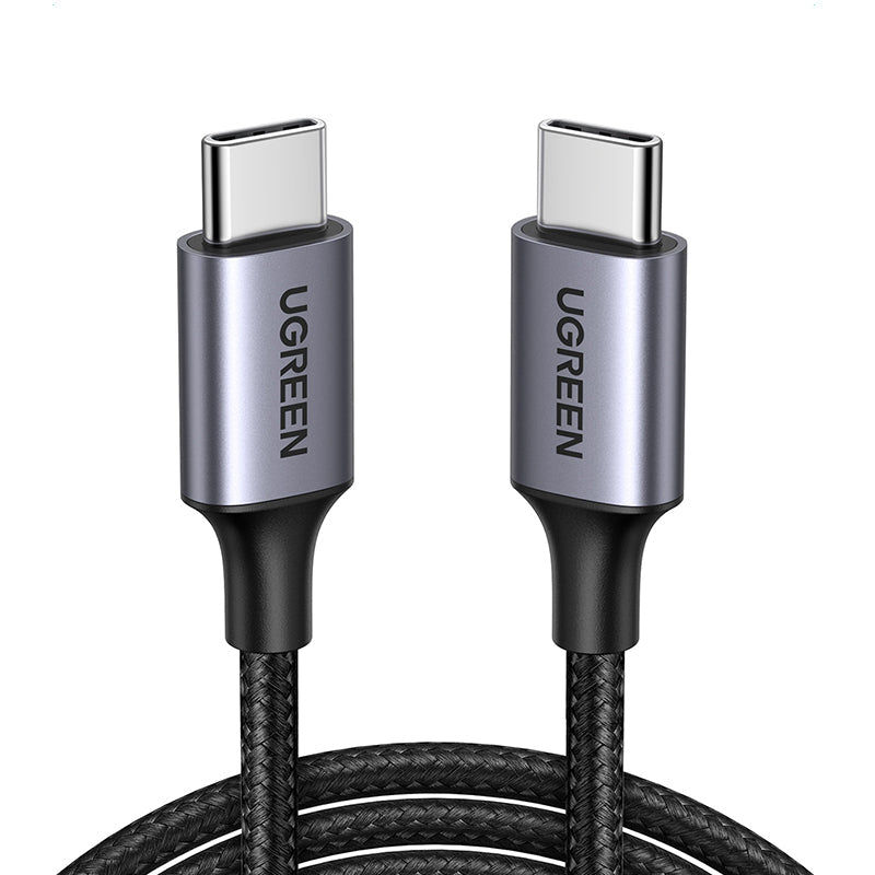 2M 60W USB-C  To USB-C  4A Data Cable Aluminum Nylon Braid Grey+ Black Ugreen