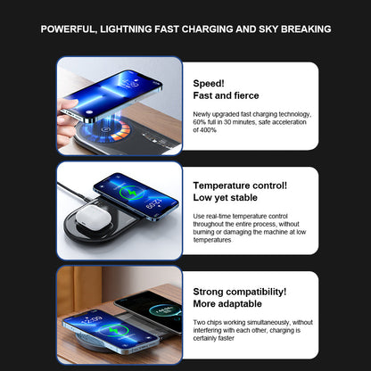 Pisen-2-in-1 Wireless Charger (Transparent Technology Version) (XY-C18/Black)