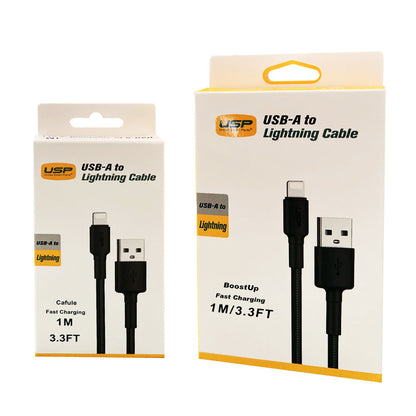 1M BoostUp Cafule Lightning to USB-A Cable Charge & Connect Black USP