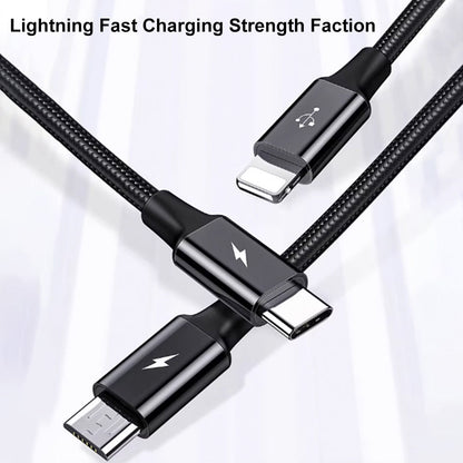 3 in 1 1.5M  Aluminum Alloy Braided Charging Cable(1500mm) AP04-1500 PISEN