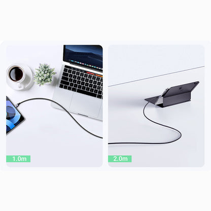 2M 100W USB-C To USB-C  5A Data Cable Aluminum Nylon Braid Grey+ Black Ugreen