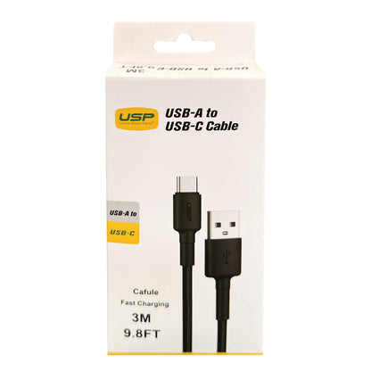 3M BoostUp Cafule USB-C to USB-A Cable Charge & Connect Black USP