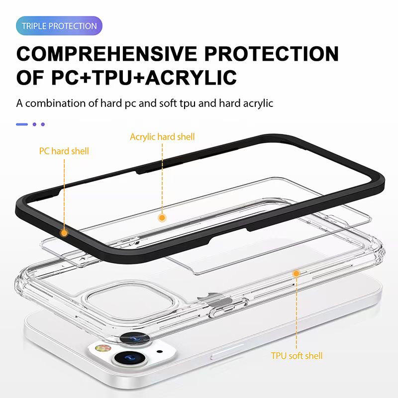 Phonix Case for iPhone Xs Max Clear Rock Hard Case Black Border (With Camera Protective)