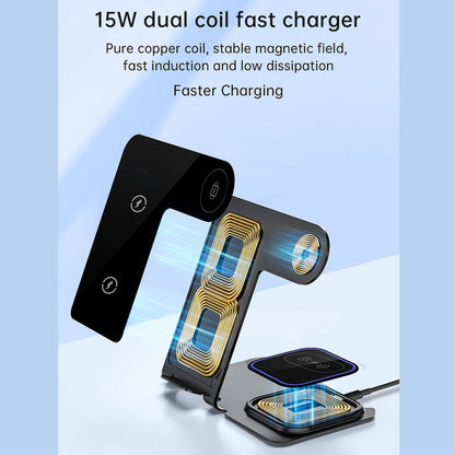 3 in 1 Wireless Charging Station (Black) 15W Aluminum Alloy