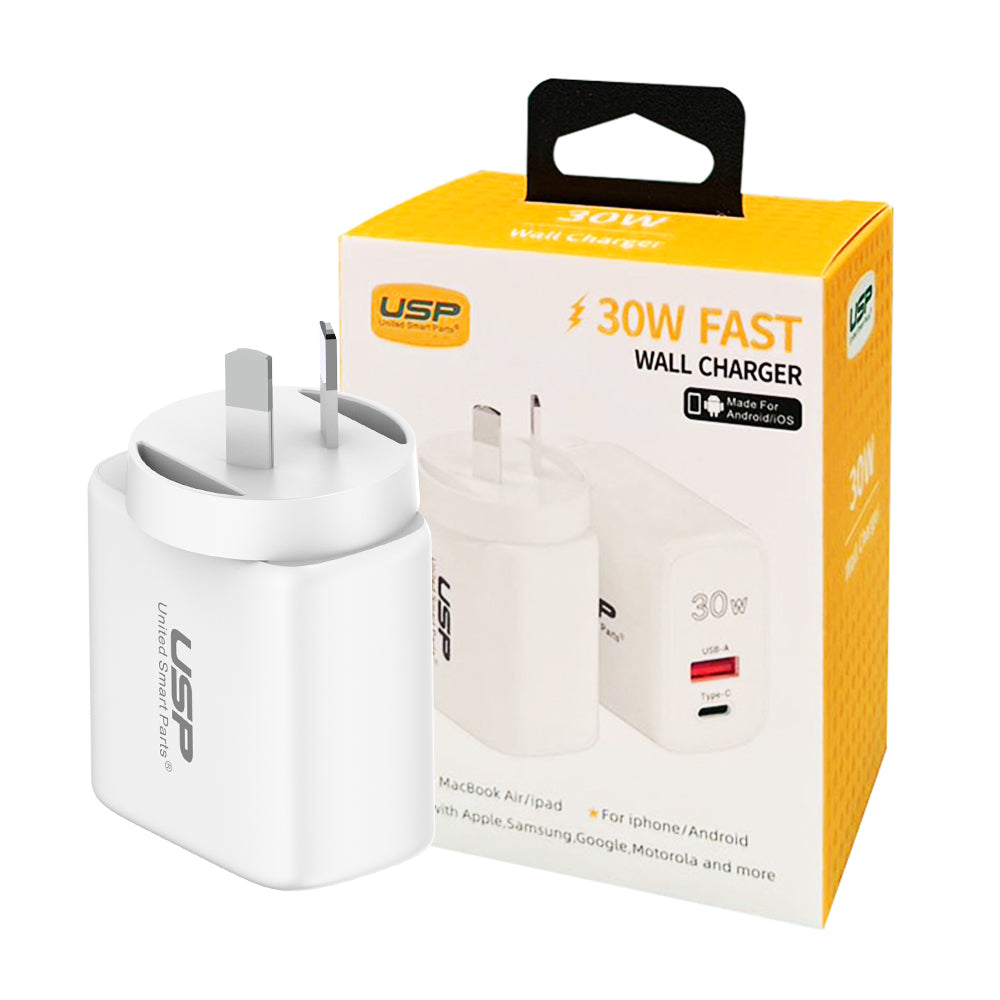 30W USB A + TYPE C PD Quick Wall Charger USP