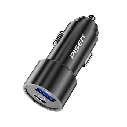 PISEN Metal PD + QC Fast car charger 36W (Black)