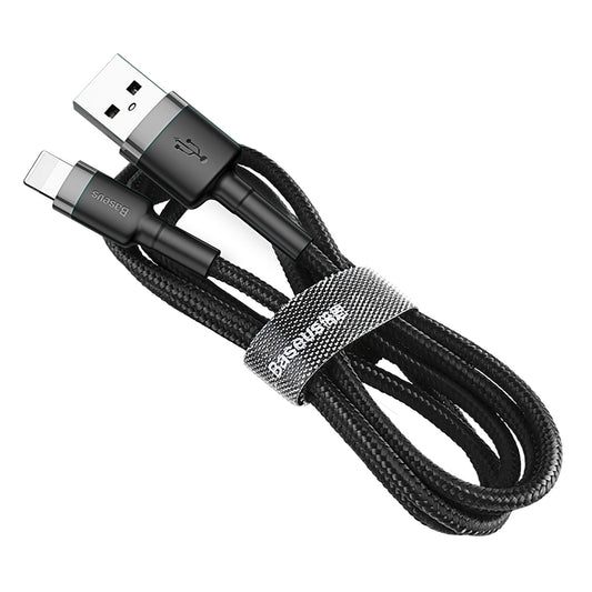 1M Lightning to USB-A cafule Cable Gray+Black Baseus