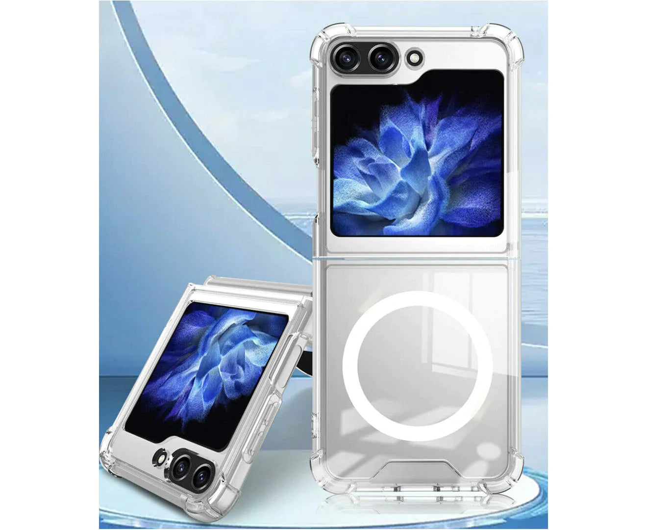 For Galaxy Z Flip 5 Hard Crystal Clear Case Compatible With Magsafe