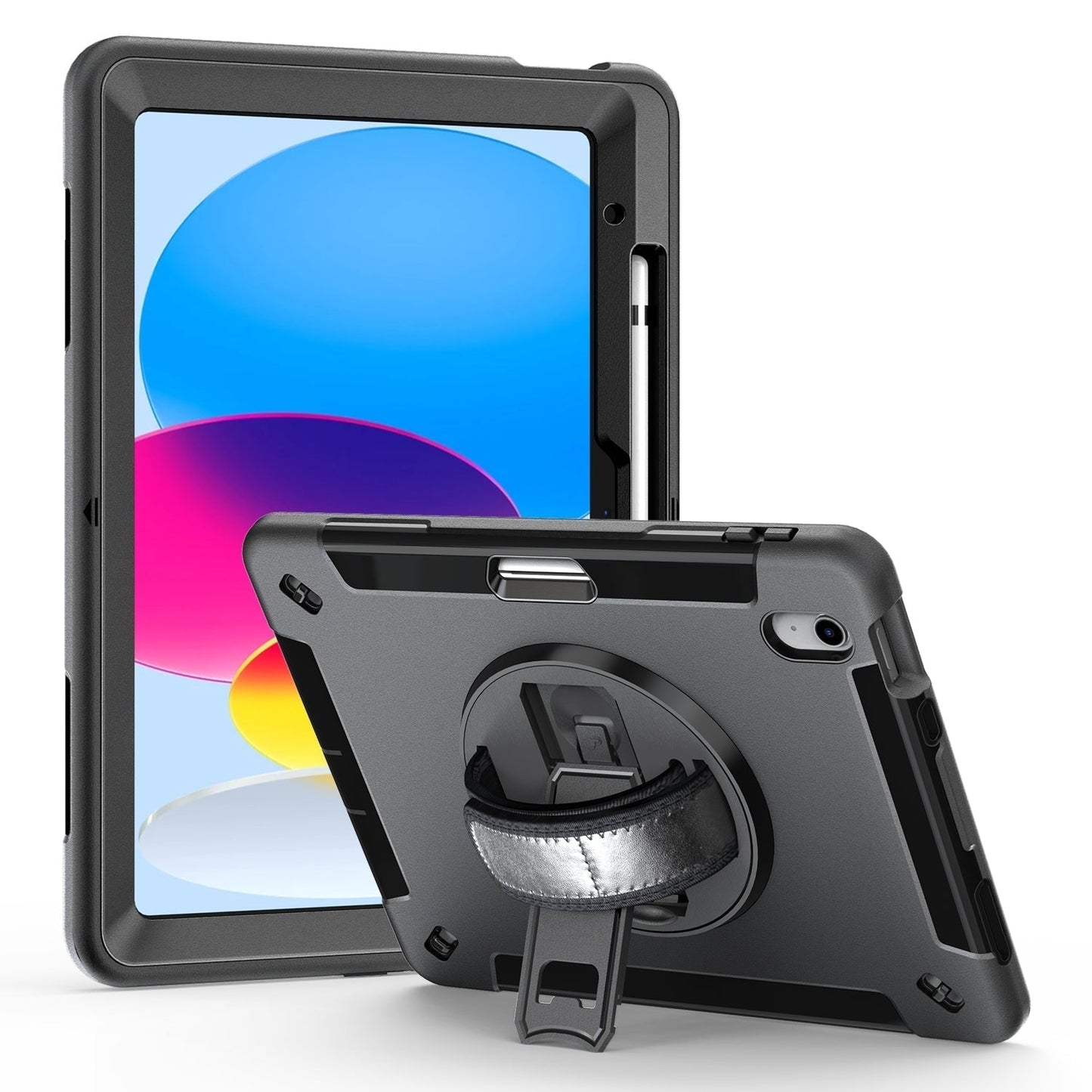 Rugged Case For Galaxy Tab A8 10.5" (2021) Generic Heavy Duty Rugged Case with Pen Holder（Black Diamond）