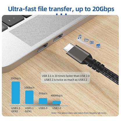 1M BoostUp Cafule USB-C to USB-C Cable Charge & Video Black （USB 3.2 Gen2 - 20Gbps, 100W/5A, 8K/60Hz)