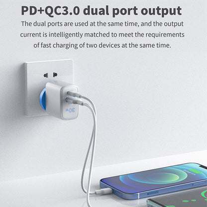 30W USB A + TYPE C  PD Fast Wall Charger with 1M USB-C to Lightning White Cable USP