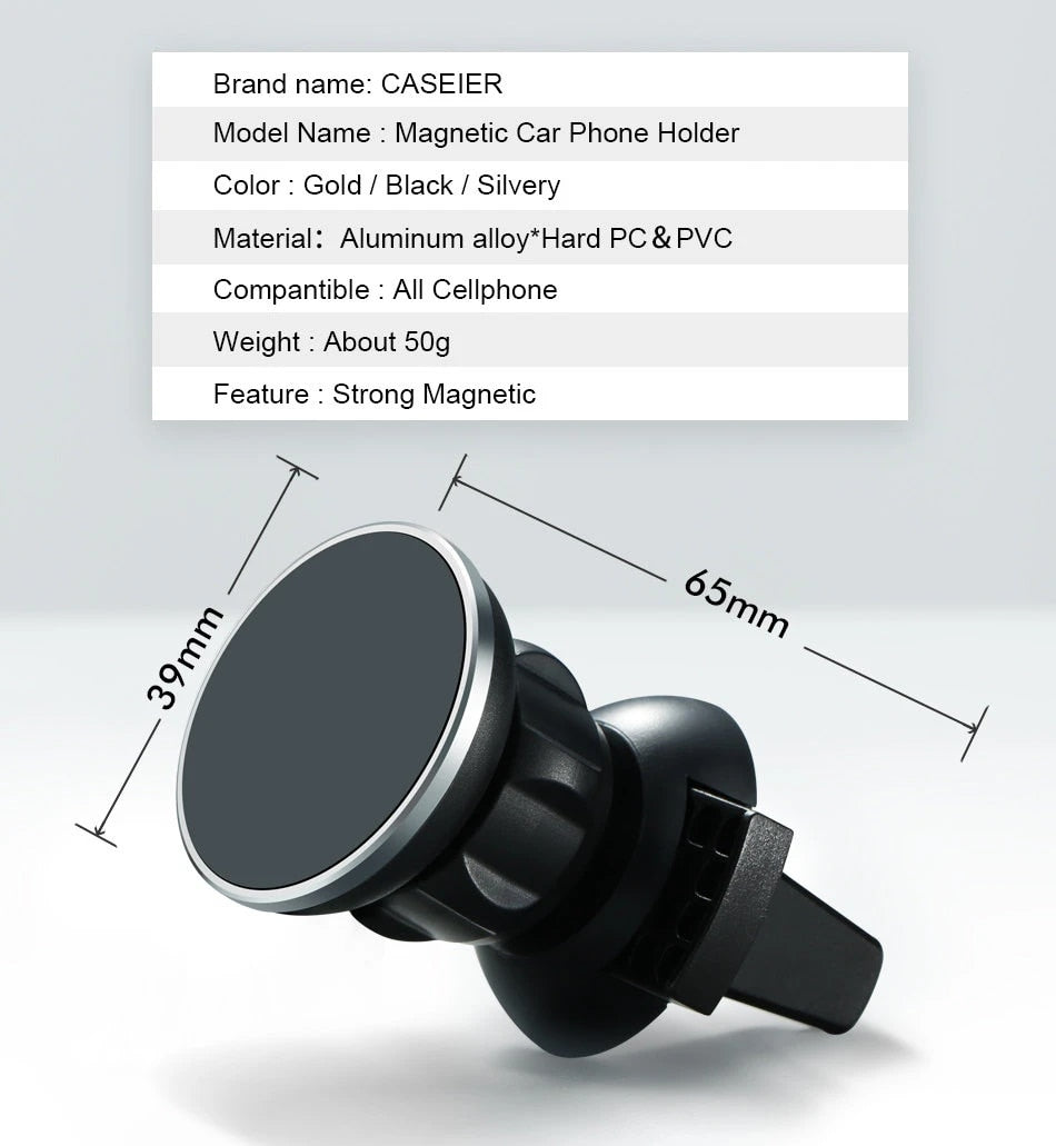 Round shape Magnetic suction bracket(Air outlet type)Black