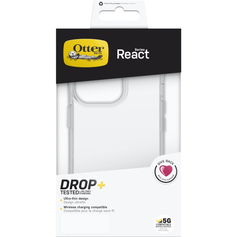 OtterBox Case for iPhone 14 Pro Max React Series Case Clear Antimicrobial