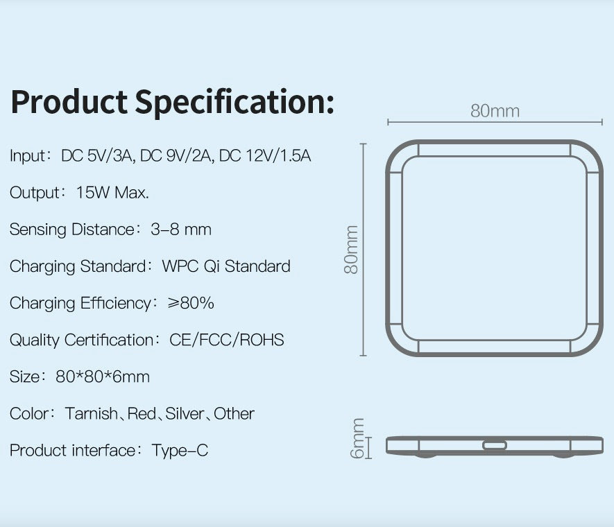 15W Metal Universal Ultra Slim Wireless Charging Pad( Black)