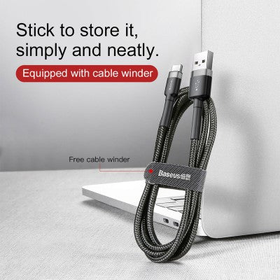 1M  USB-C to USB-A cafule Cable USB For Type-C 3A 1M Gray+Black Baseus