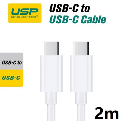 2M USB-C to USB-C 60W Mini White Cable  USP